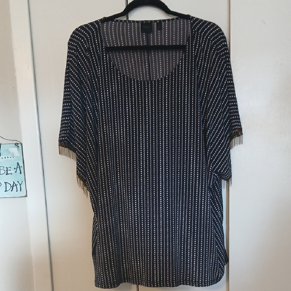 Rafaella Black and White Striped Blouse